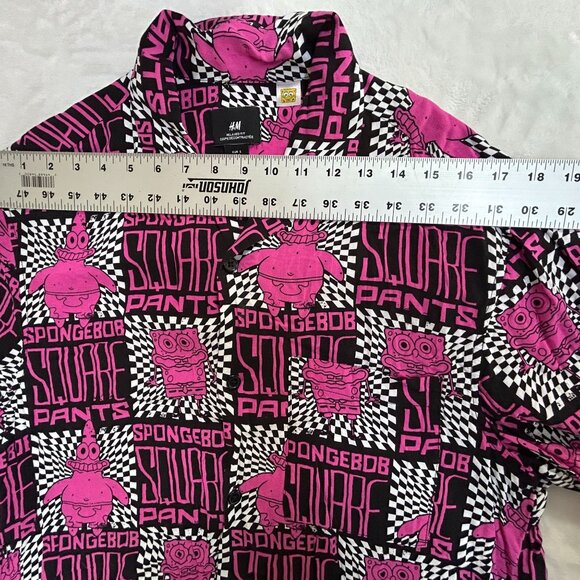 H&M SpongeBob SquarePants Black & Pink Graphic Relaxed Fit Mens Shirt Small - Picture 5 of 7
